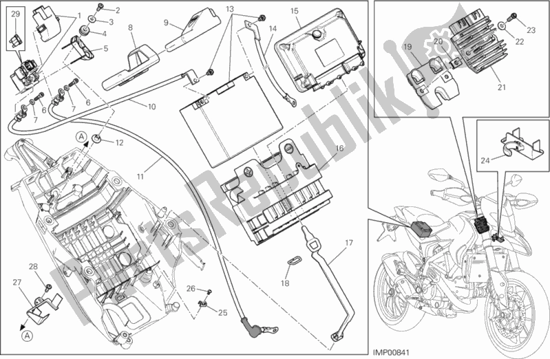 Todas as partes de Suporte Da Bateria do Ducati Hypermotard USA 821 2015